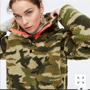 J. Crew Camo Vintage Fleece Sherpa Half-Zip Jacket